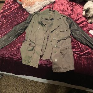 Forest green and leather jacket
